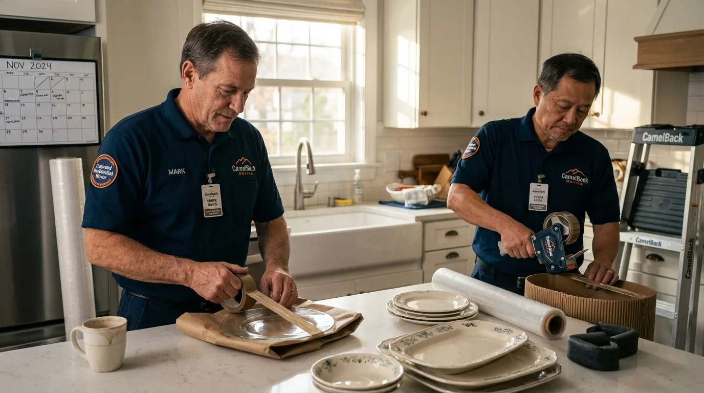 Professional crew packing kitchen dishware in Stockville, NE